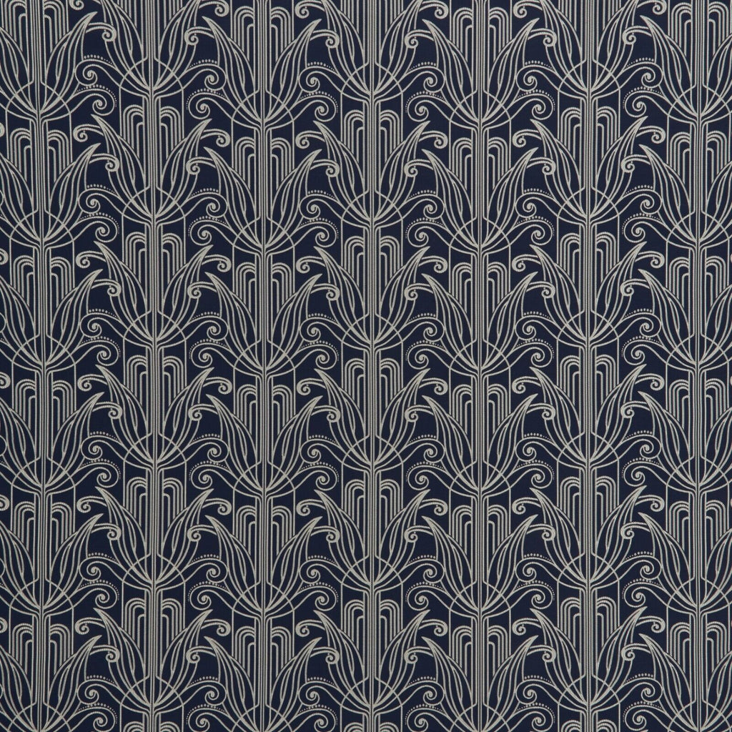 Waldorf Art Deco Navy Blue Silver Jacquard Curtain Upholstery Cushion Use Fabric