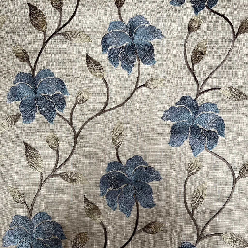 1.3 Metres iLiv Everglade Cobalt Premium Embroidered Fabric Curtain Upholstery5
