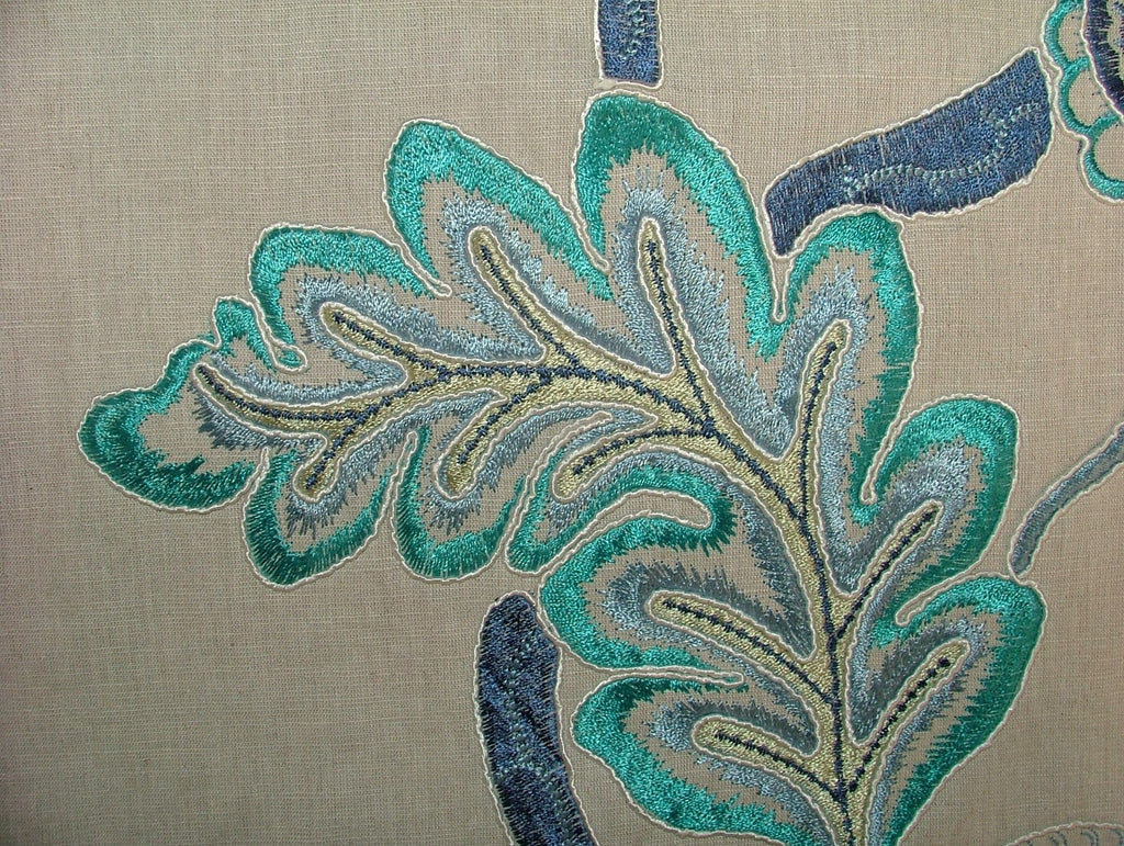 52 Metres Indigo Blue Floral Embroidered Fabric Curtain Upholstery Cushion Use3