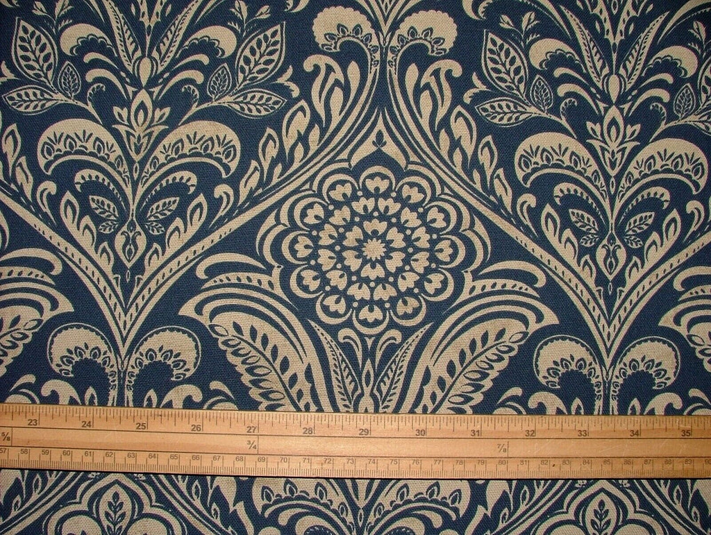 Windermere Indigo Blue Cotton Curtain Upholstery Cushion Roman Blind Fabric