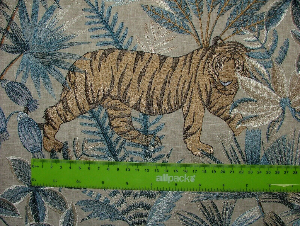 Tropical Forest Tiger Lagoon Embroidered  Fabric Curtain Upholstery Cushion