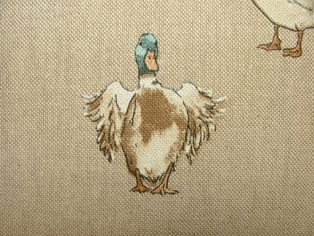 Mini Prints Ducks Animals Linen Look Fabric Curtain Upholstery Blinds