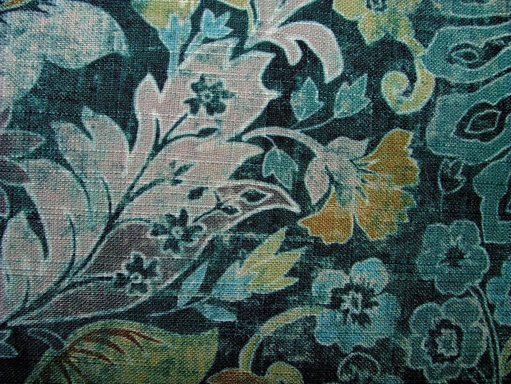 Cromford Teal Digitally Printed Fabric Curtain Upholstery Cushion Headboards