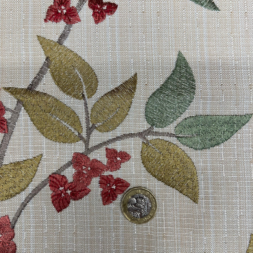 2,9M iLiv Bougainvillier Paprika Tissu Floral Brodé Rideau Rembourrage8