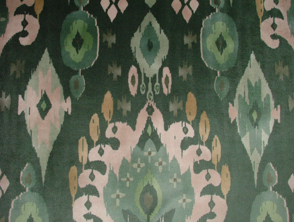 0.9 Metres iLiv Kasbah Forest Ikat Velvet Fabric Cushion Curtain Upholstery4