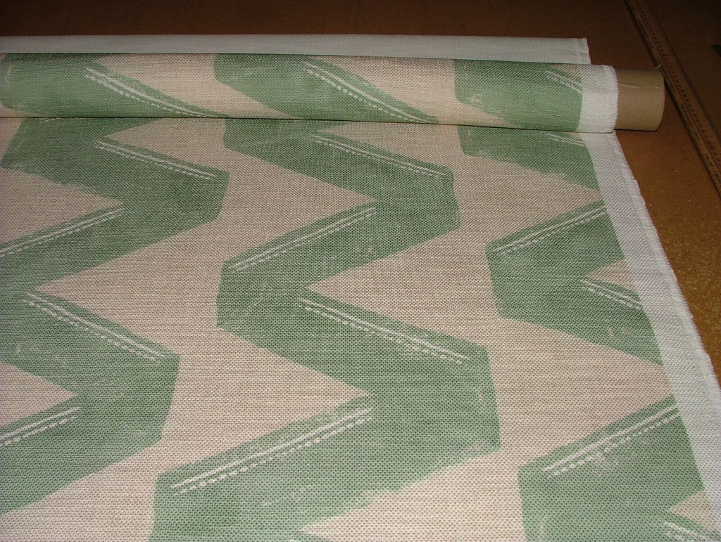 2 Metro Zigana Mare Agrifoglio Misto Lino Zig-Zag Tessuto - Tenda Fodera Cuscino5