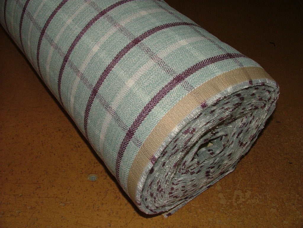 Duckegg Mulberry Herringbone Check Tartan Fabric Upholstery Cushion Curtain