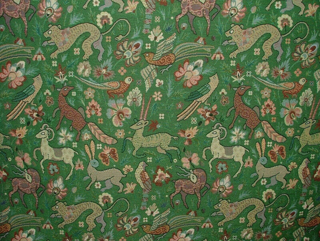 Tudor Forest Tapestry Green Fabric Curtain Upholstery Cushions Table Runner