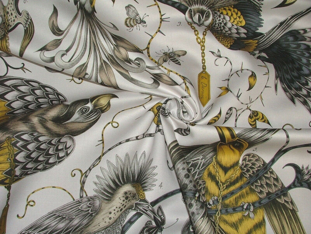 Emma J Shipley Fabric Audubon Gold Cotton Curtain Upholstery Cushion Fabric