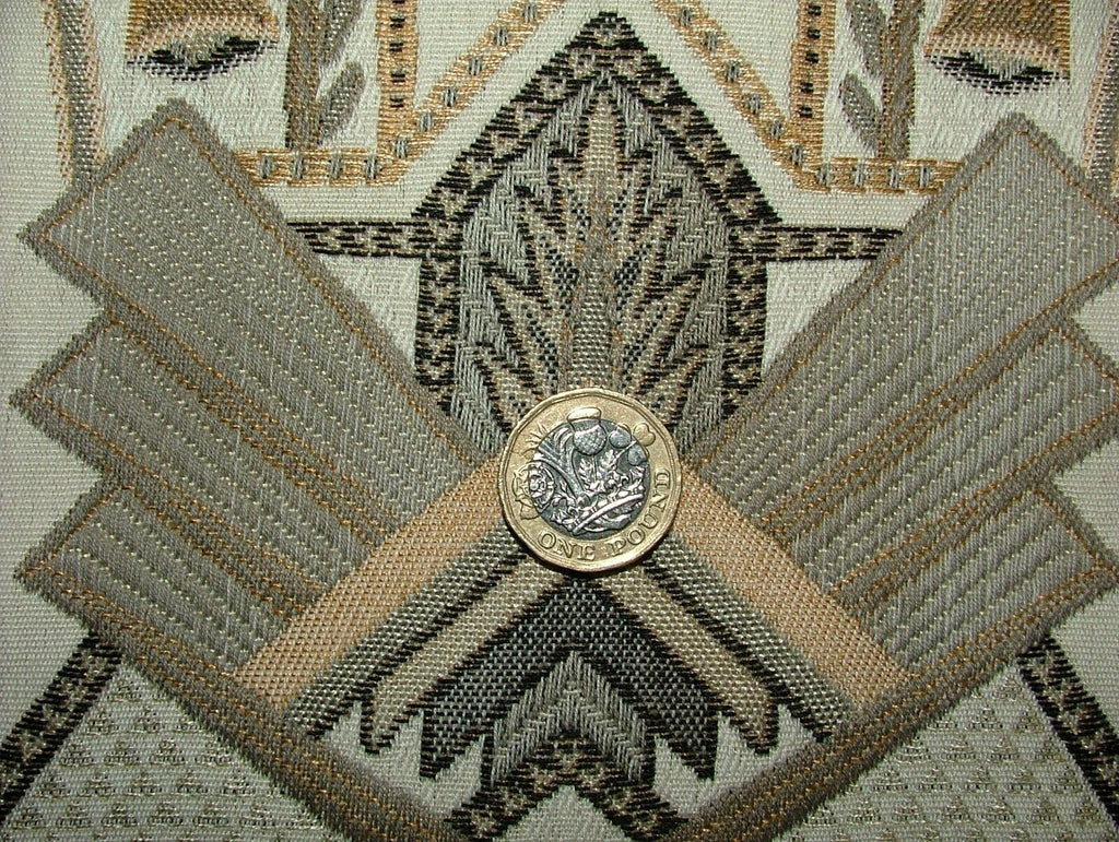 Art Deco Madison Soft Gold  Woven Jacquard Curtain Upholstery Cushion Fabric