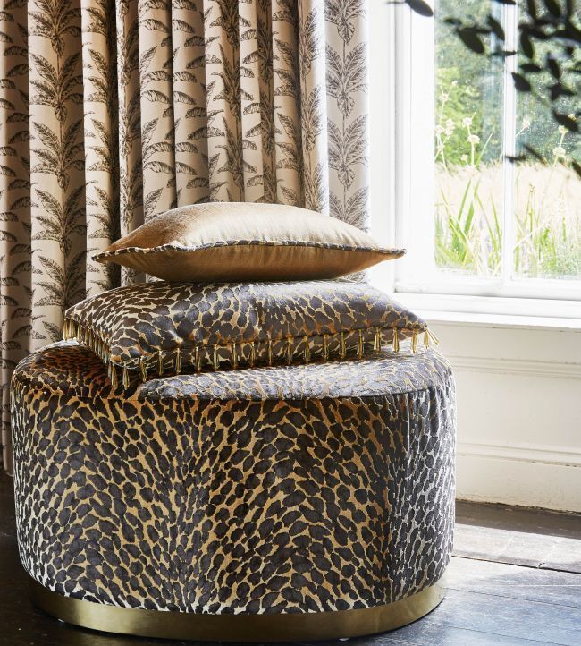 Animal Print Bronze Plush Heavyweight Velvet Fabric Curtain Upholstery Cushion