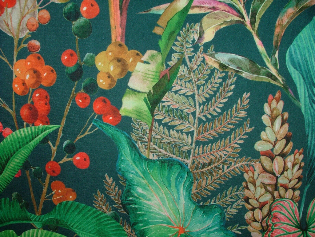 Tropical Palms And Plants Botanical Velvet Fabric Curtain Upholstery Cushion