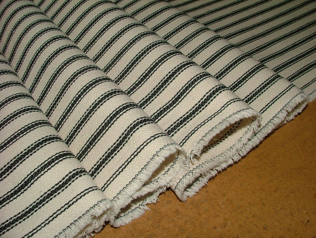 Harrogate Herringbone Black Cream Cotton Ticking Curtain Upholstery Fabric