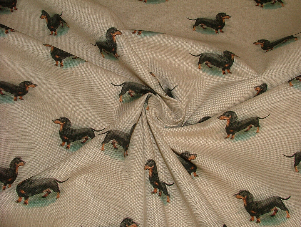 Sausage Dog Dachshund Cotton Rich Linen Fabric Curtain Cushion Upholstery Blinds