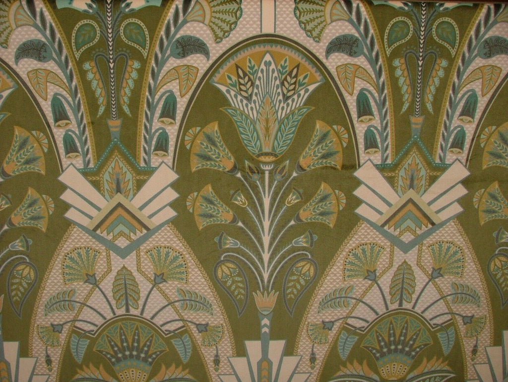 Art Deco Festival Moss Green Plush Velvet Fabric Curtain Upholstery Cushion