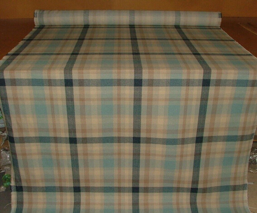 Tobermory Cornflower Wool Effect Thick Tartan Upholstery Curtain Cushion Fabric