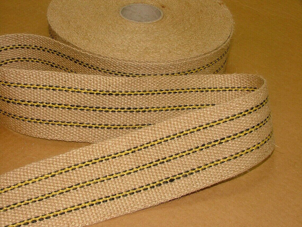 Black & Yellow 14lb 70mm Wide Extra Strong Woven Jute Chair Upholstery Webbing