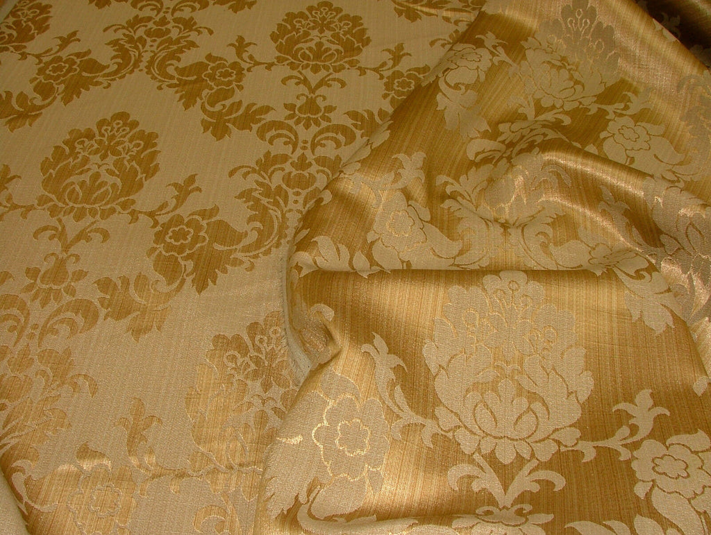 Antique Gold Madagascar Designer Curtain Brocade Damask Upholstery Cotton Fabric