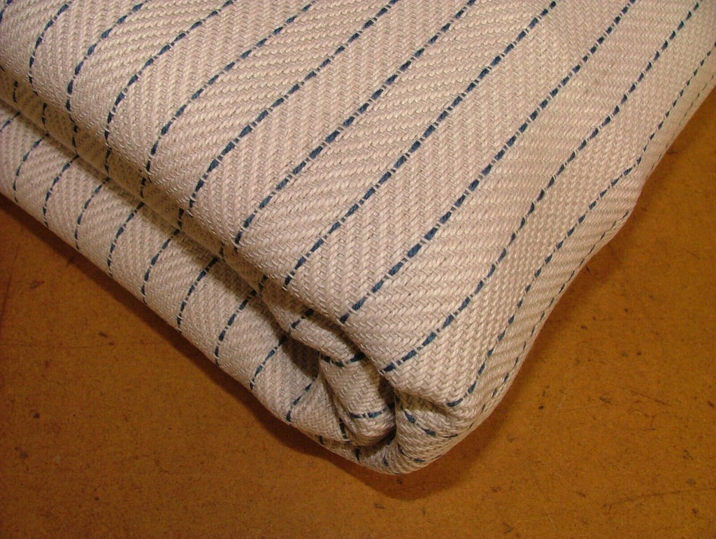 1.5 Metre Kingfisher Herringbone Stripe Cotton Fabric Curtain Upholstery Cushion