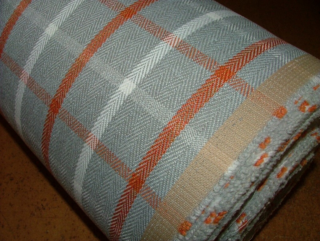 Paprika Grey White Herringbone Check Tartan Fabric Upholstery Cushion Curtain