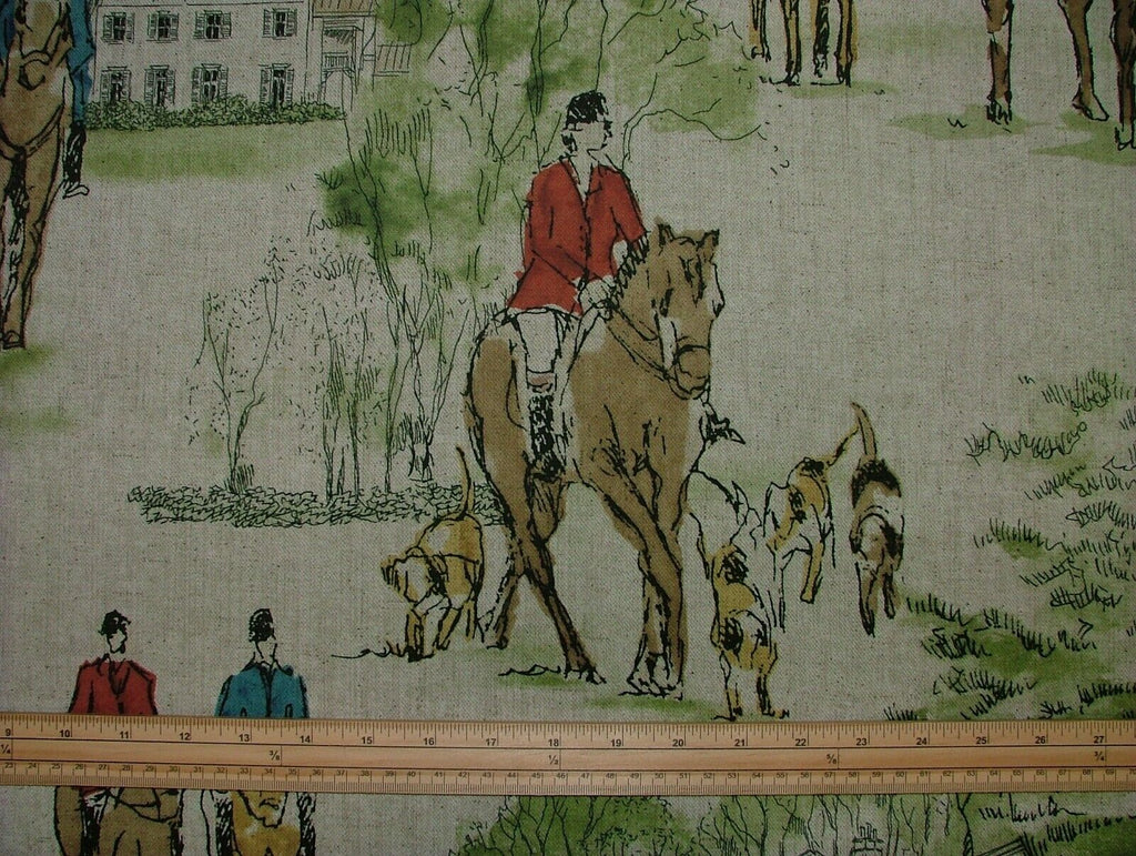 Horse And Hounds Hunting Velvet Fabric Curtain Upholstery Cushion Blinds