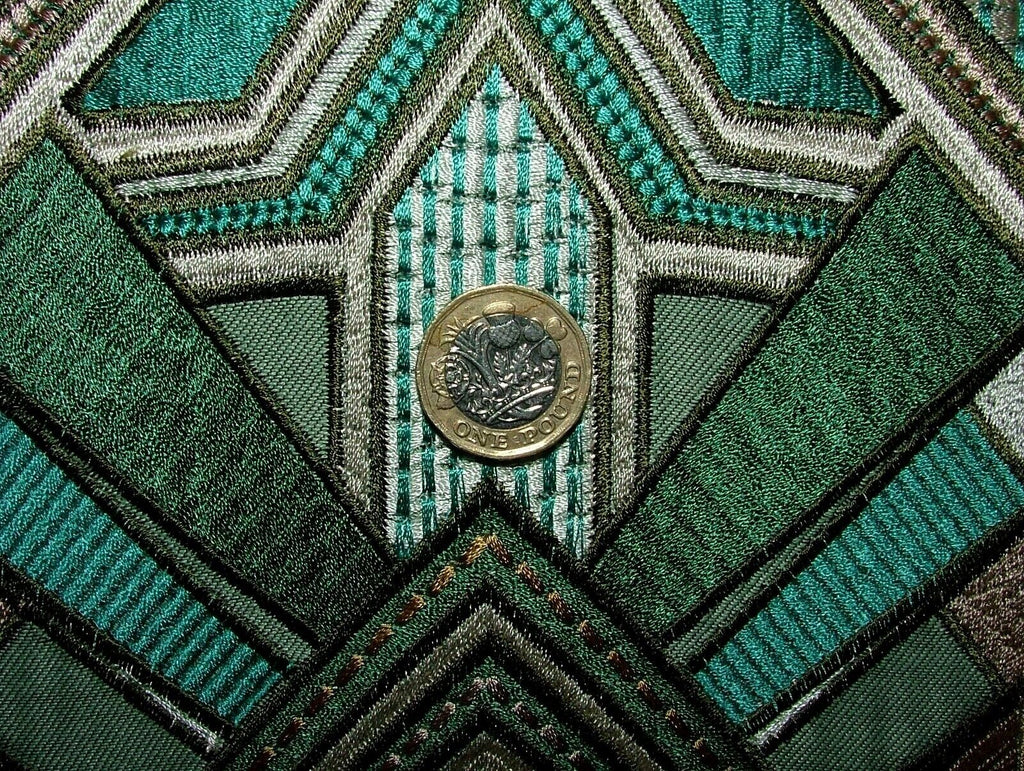 Art Deco Embroidered Gatsby Emerald Jacquard Curtain Upholstery Cushion Fabric