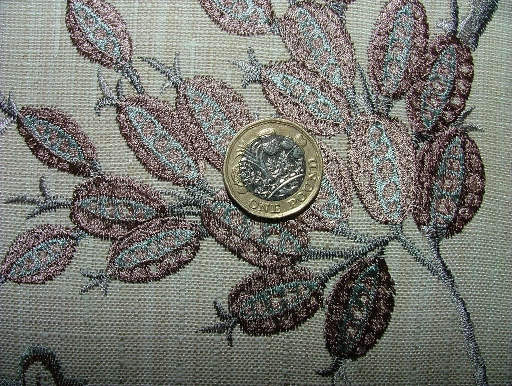 11 Metres Berryvine Dove Grey Embroidered Fabric Upholstery Curtain RRP £550.00