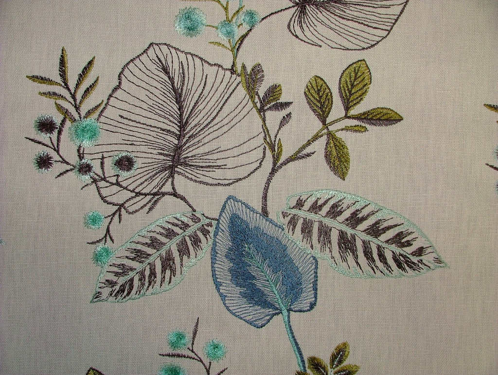 Embroidered Curtain Fabric 9 Metres Serengeti Marine Cushion Upholstery RRP £5853