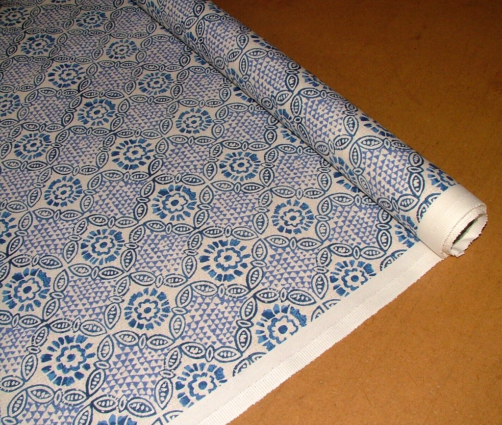 3.1 Mts iLiv Stardust Batik Blue Woven Cotton Fabric Cushion Curtain Upholstery