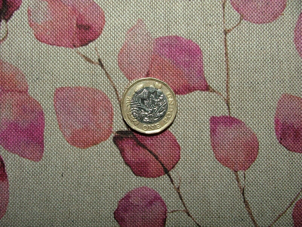 Eucalyptus Tree Leaf Pink Linen Cotton Fabric Curtain Cushion Upholstery Craft