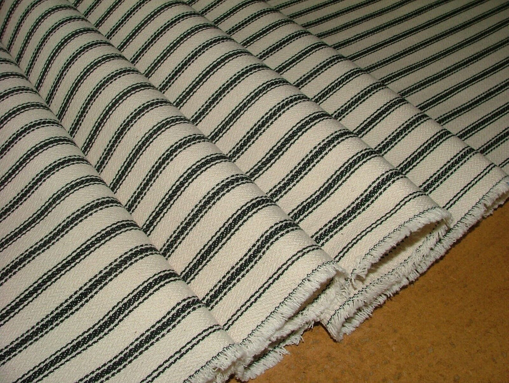 Harrogate Herringbone Black Cream Cotton Ticking Curtain Upholstery Fabric