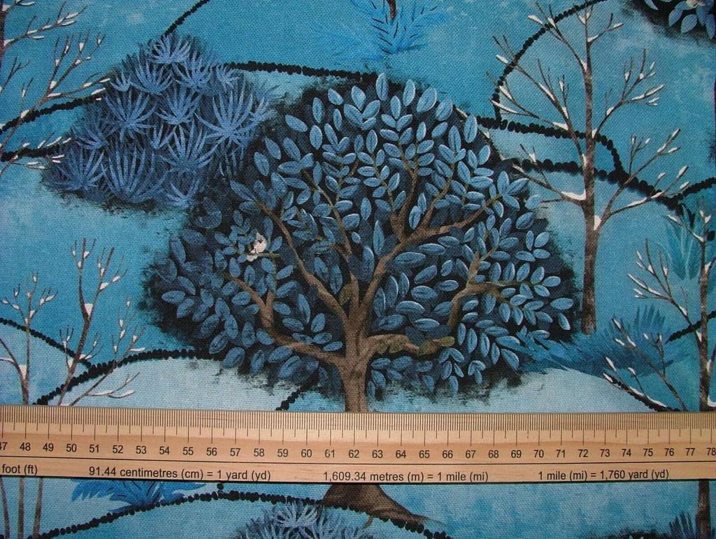 Winter Meadow Tree Cotton Fabric Curtain Upholstery Cushion Blanket Throws Use