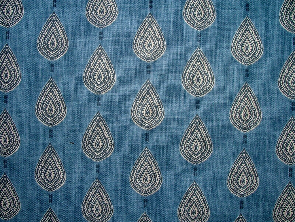 3 Metres iLiv Indo Batik Blue Leaf Cotton Fabric Cushion Curtain Upholstery