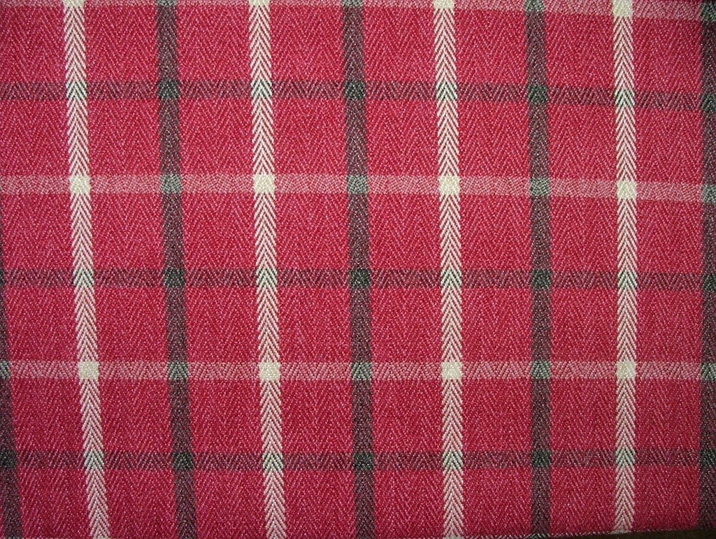 Herringbone Tartan Upholstery Fabric RASPBERRY Curtain Cushion Use 7 Metre Roll10