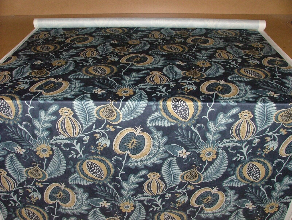 Arts And Crafts Pomegranate Navy Blue Velvet Fabric Curtain Upholstery Cushion