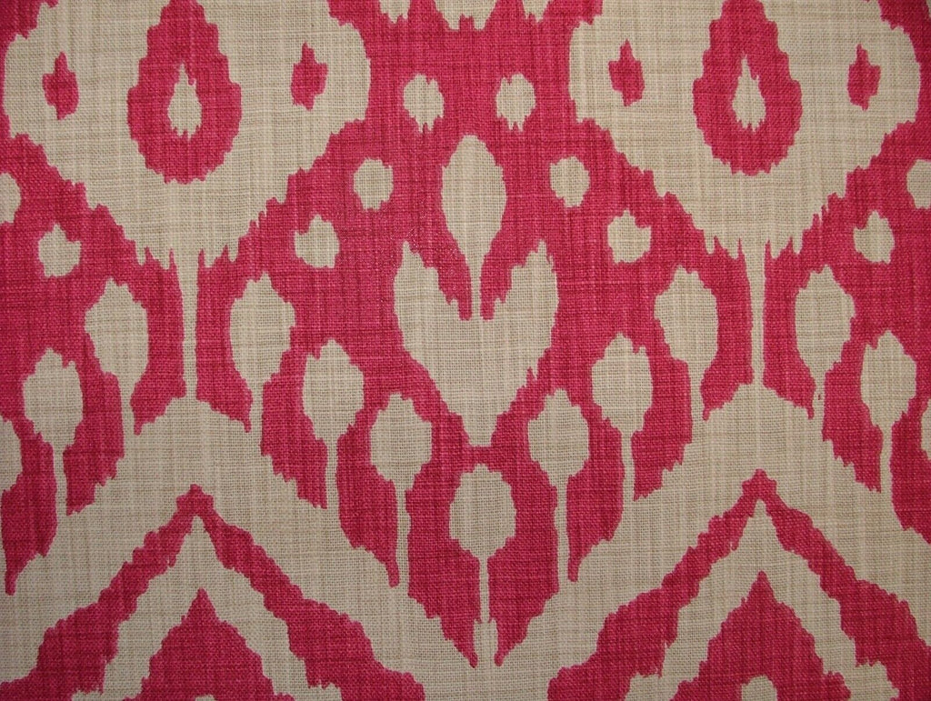 Moroccan Ikat Begonia Pink Cotton Curtain Upholstery Cushion Roman Blind Fabric