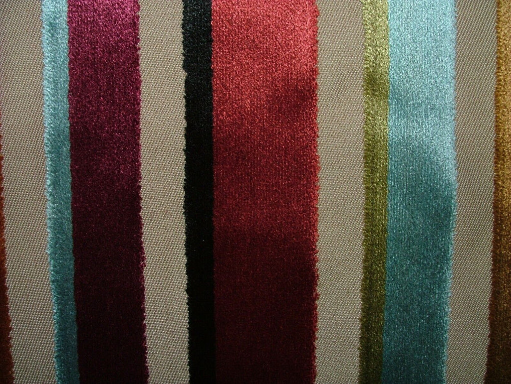 3 Metres Festival Auburn Thick Plush Stripe Velvet Fabric Upholstery Cushion Use