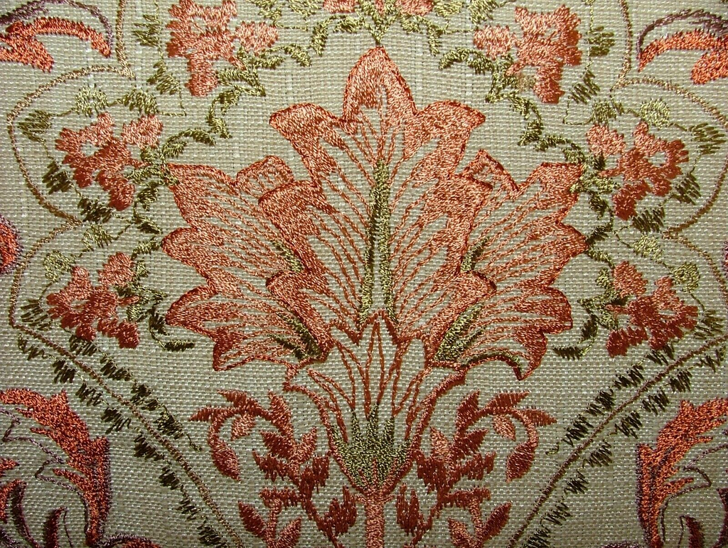 2 Metres iLiv Lynwood Cayenne Embroidered Fabric Curtain Upholstery Cushion