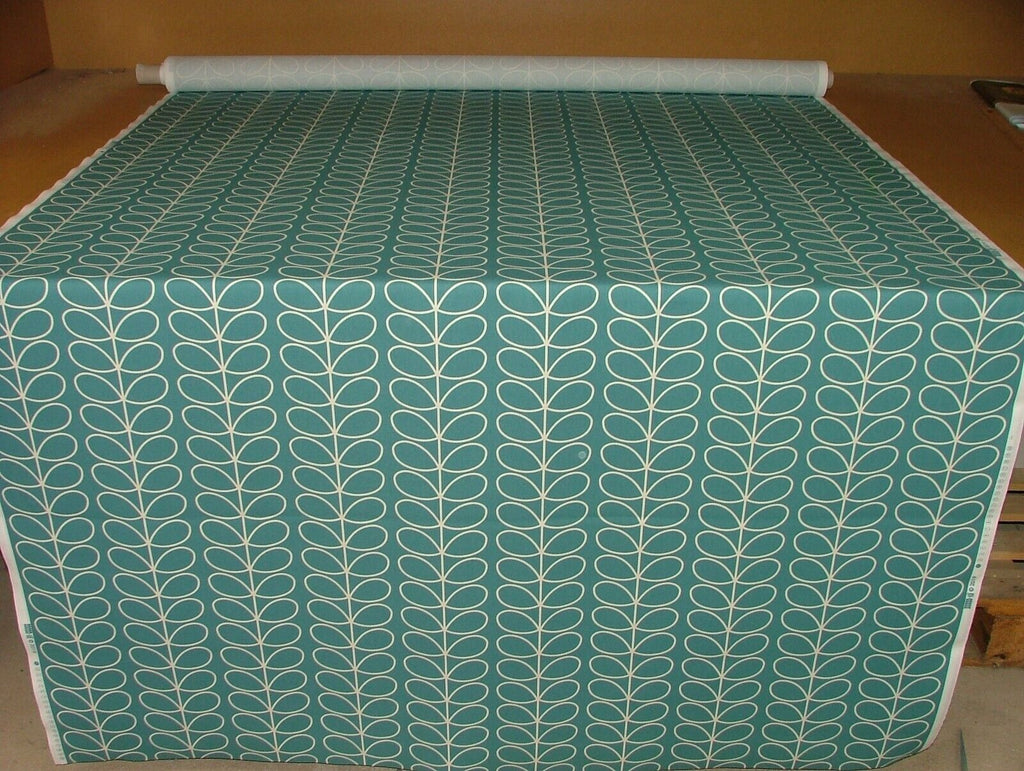 Designer Orla Kiely Linear Stem Deep Duck Egg Teal Curtain Upholstery Fabric