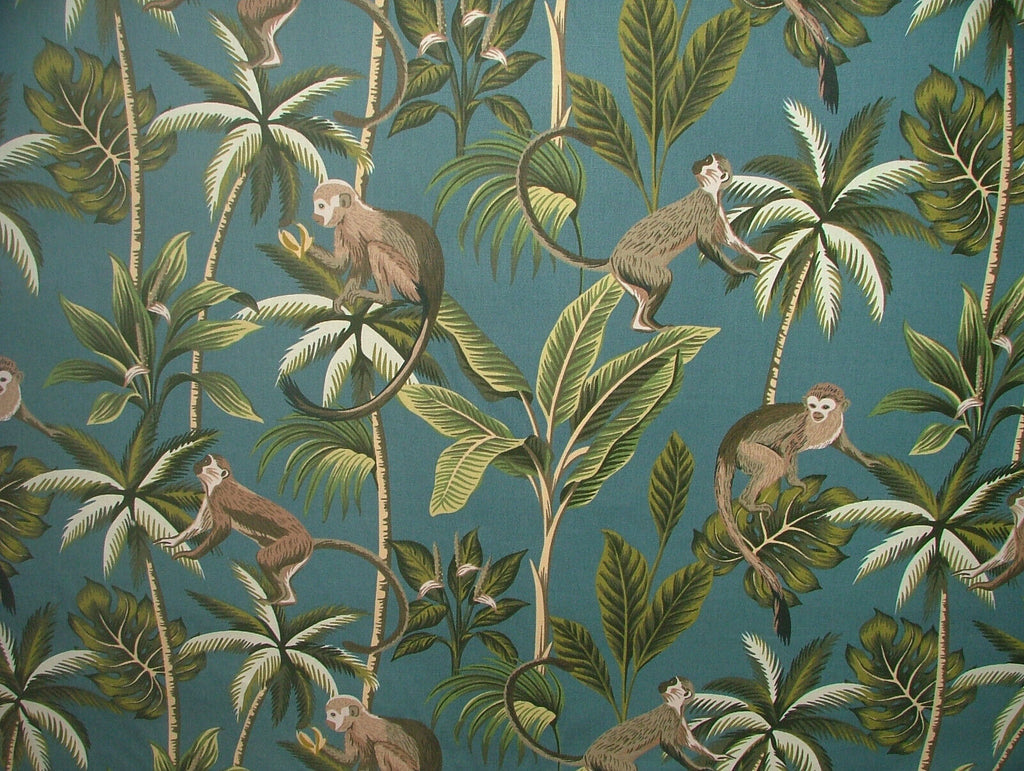 Tropical Monkey Botanical 100% Cotton Curtain Upholstery Cushion Blind Fabric