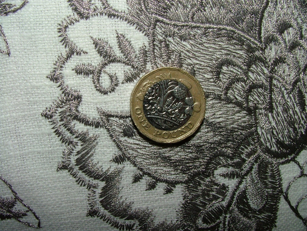 Sandringham Embroidered Curtain Fabric Natural Upholstery  Cushion 6 Metres10