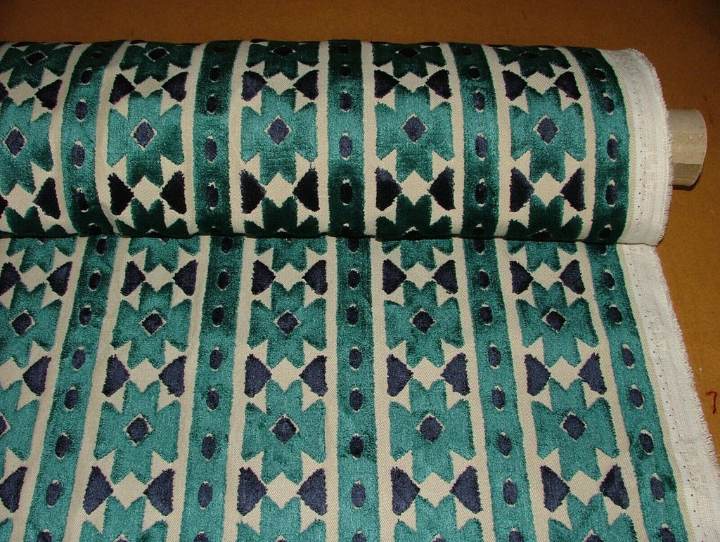 Kasbah Teal Extra Thick Plush Velvet Fabric Curtain Upholstery Cushion