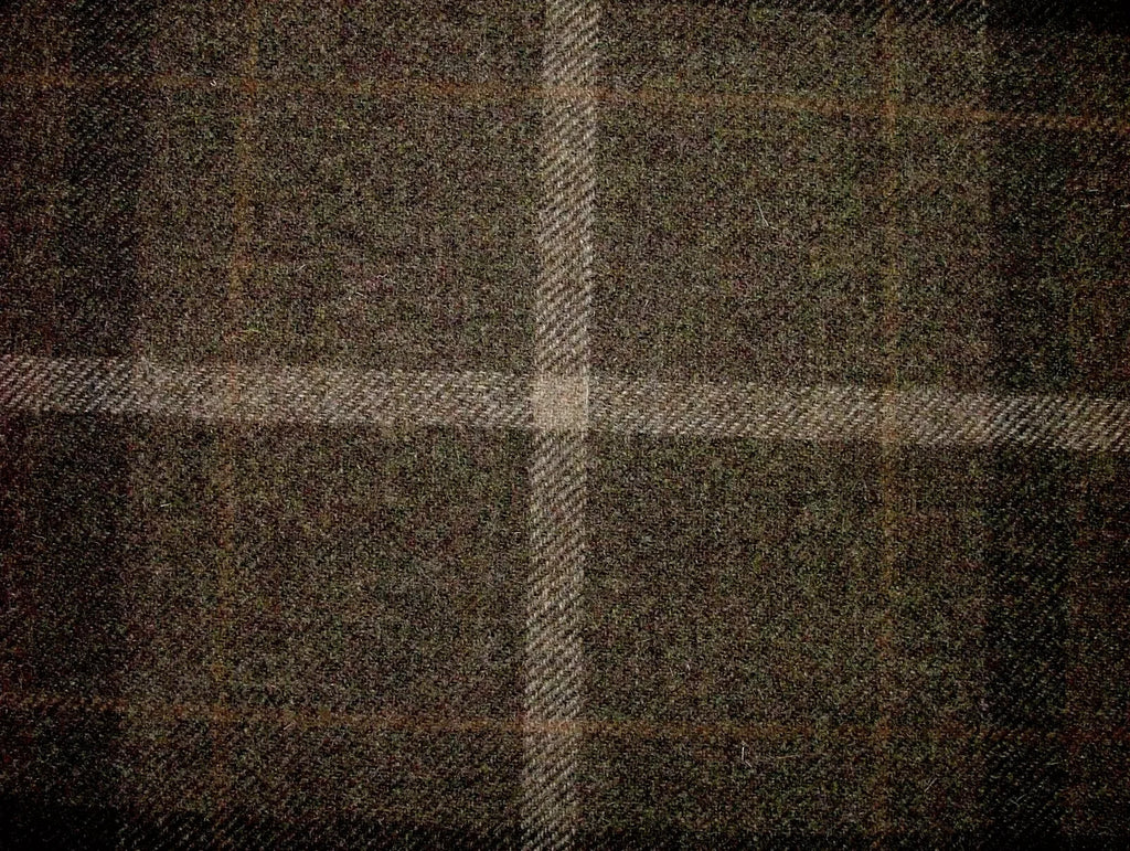 Shetland Wool Curtain Fabric Chestnut Brown Tartan Upholstery Cushion 2.5 Metres5