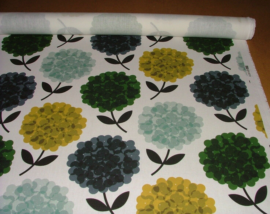 Orla Kiely Hydrangea Jade Cotton Curtain Upholstery Cushion Bag Making Fabric