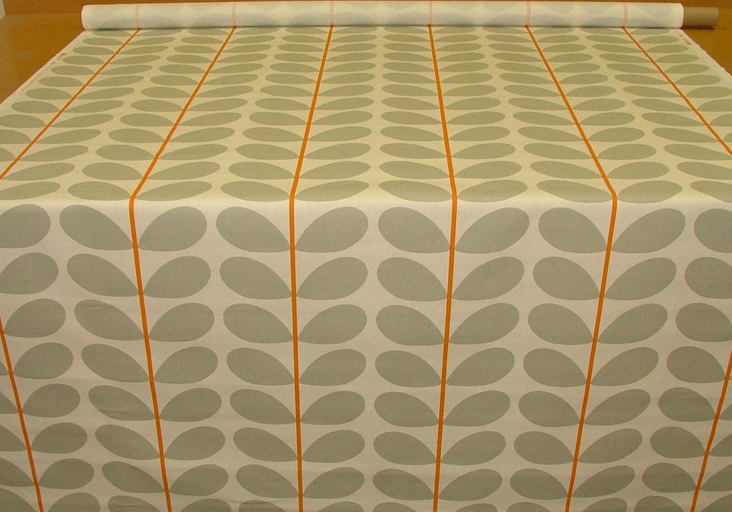 Designer Orla Kiely Two Colour Stem Warm Grey Cotton Curtain Upholstery Fabric