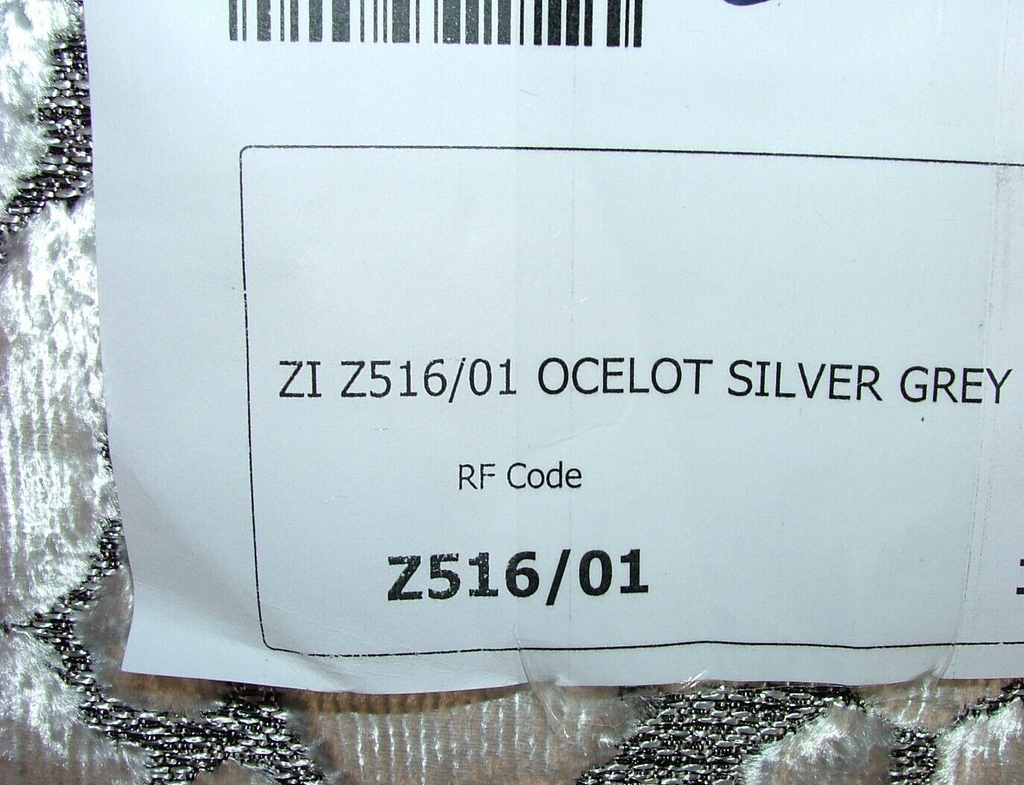 5 Metre Zinc Textiles Ocelot Silver Velvet Fabric Upholstery Cushion RRP £900.00