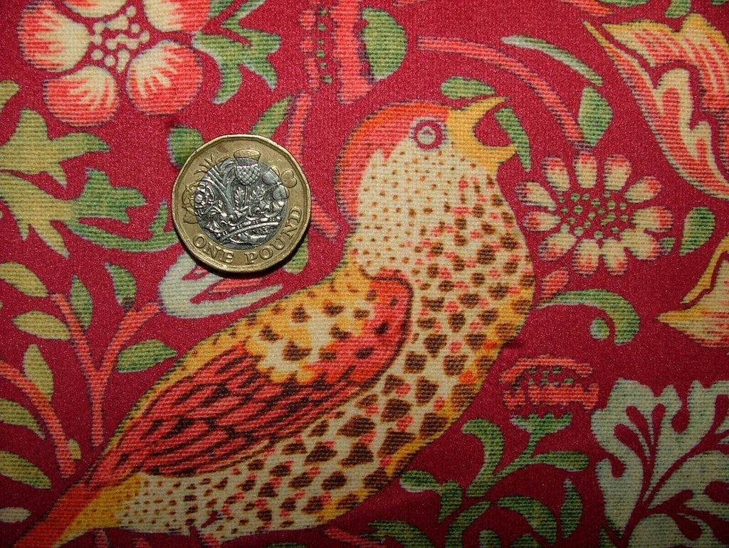 William Morris Strawberry Thief Wine Velvet Fabric Curtain Upholstery Cushion