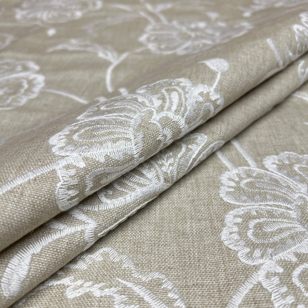 iLiv Embroidered Curtain Fabric 3.5 Metres Chantilly Stone Premium Upholstery11
