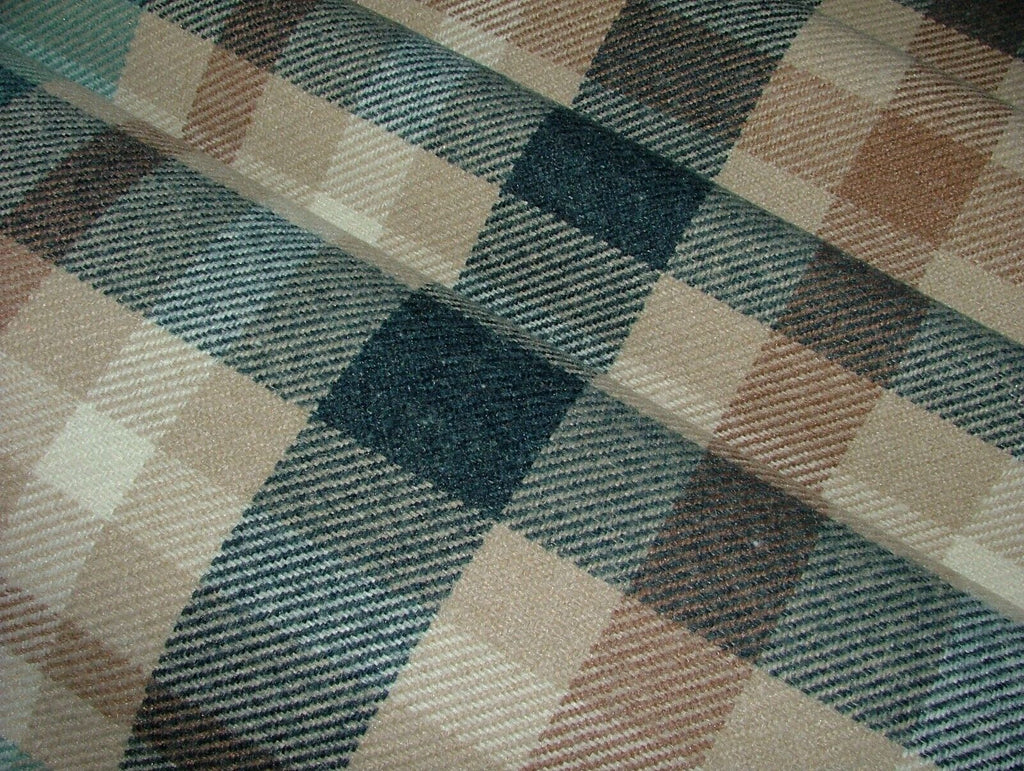 Tobermory Teal Wool Effect Thick Tartan Upholstery Curtain Cushion Fabric