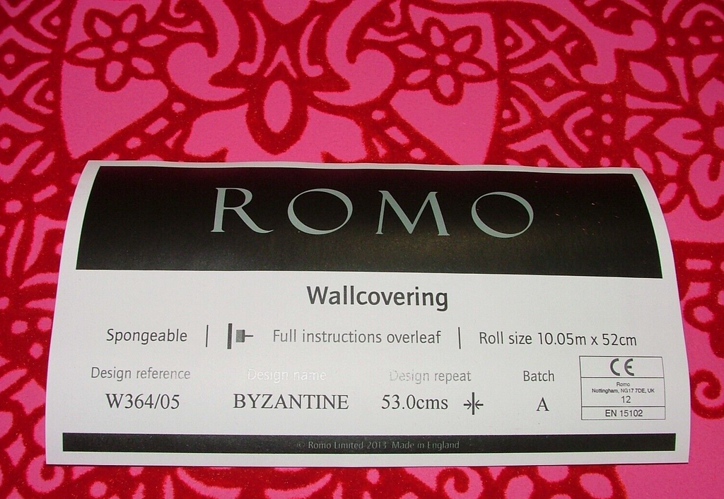 Romo Black Edition Byzantine Carnelian Flock Wallpaper RRP £133.00 - BY THE ROLL